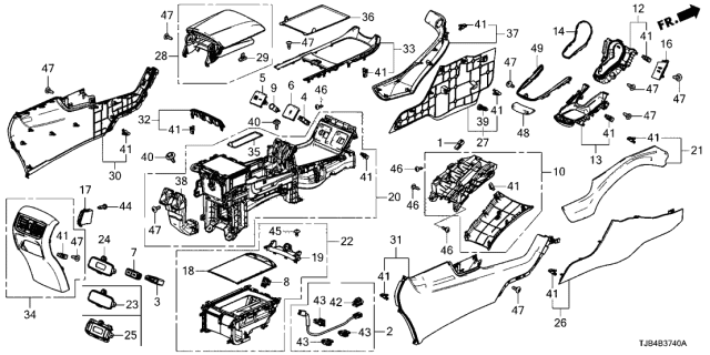 2021 Acura RDX Stopper, Armrest Diagram for 83412-TJB-A01