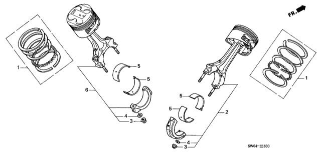 2003 Acura NSX 2 Door NSX-T KA 4AT Piston - Connecting Rod Diagram