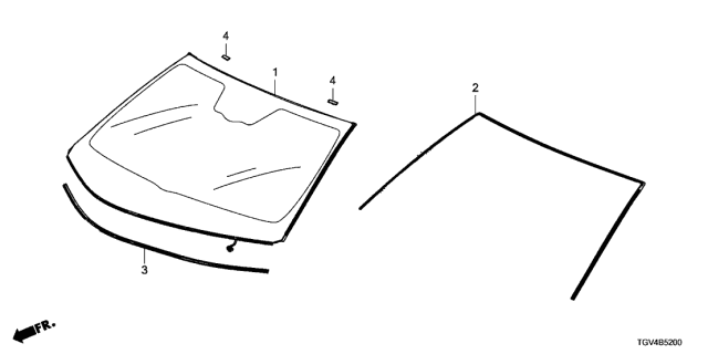 2021 Acura TLX Front Glass Set Diagram for 73111-TGV-A11