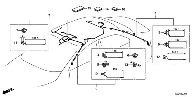 2021 Acura TLX Harness, Interior Diagram for 32155-TGV-A10