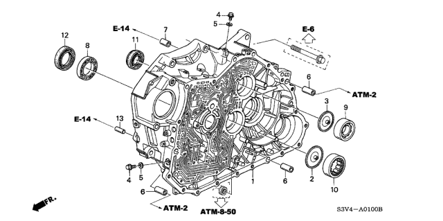 2001 Acura MDX Case, Torque Converter Diagram for 21111-PGV-050