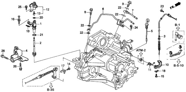 1997 Acura CL AT ATF Pipe - Speed Sensor Diagram