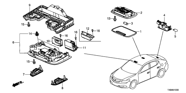 2013 Acura ILX Hybrid 4 Door TECH KL CVT Interior Light Diagram
