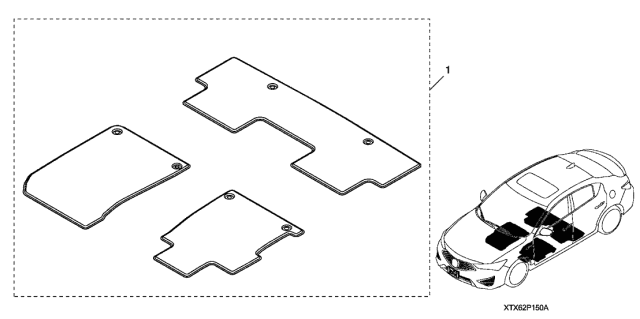 2021 Acura ILX 4 Door 24BASE KA DCT Floor Mats Diagram