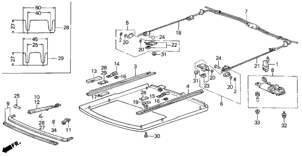 1990 Acura Legend Cable Assembly, Sunroof Diagram for 70400-SD4-A01