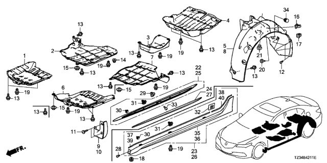 2020 Acura TLX 4 Door 24BASE KA DCT Under Cover - Rear Inner Fender Diagram