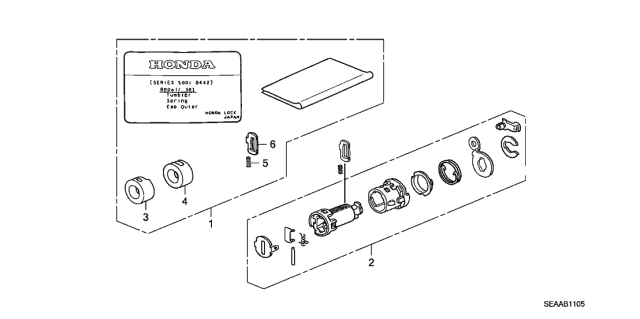 2008 Acura TSX 4 Door TSX (NAVIGATION) KA 5AT Key Cylinder Kit Diagram