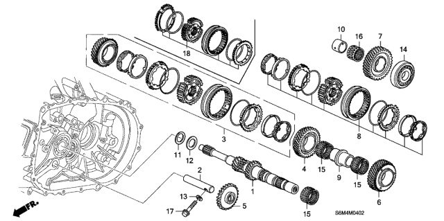 2004 Acura RSX Mainshaft Fourth Gear Diagram for 23450-PNS-000