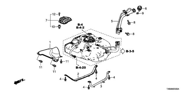 2013 Acura ILX Fuel Tank Mounting Band Diagram for 17521-TR0-A70