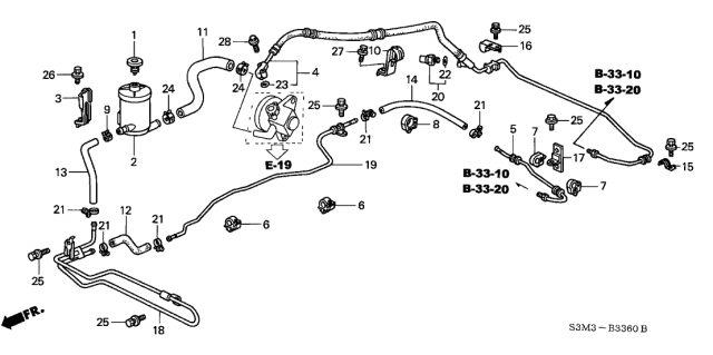 2001 Acura CL Power Steering Return Hose Diagram for 53732-S3M-A01