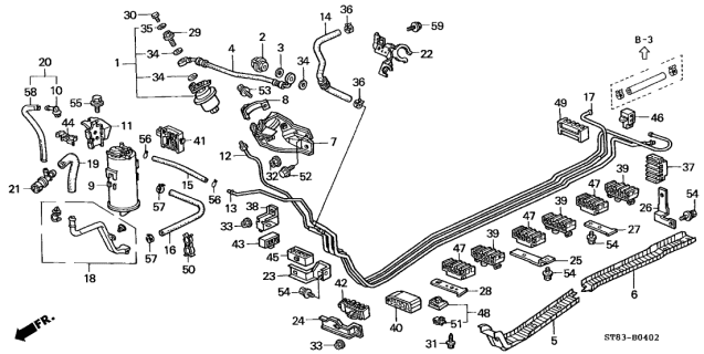 1997 Acura Integra 4 Door GS-R KA 5MT Fuel Pipe Diagram