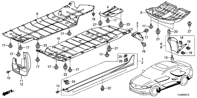 2014 Acura TSX Cover, Right Front Floor (Lower) Diagram for 74605-TL0-G00
