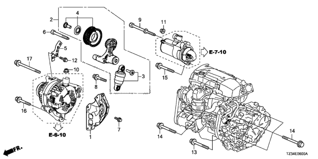 2015 Acura TLX Alternator Bracket - Tensioner Diagram