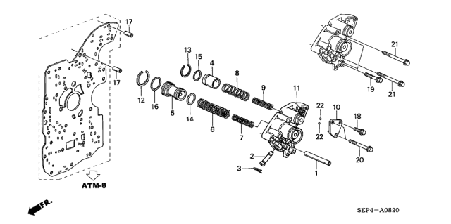 2004 Acura TL 4 Door BASE (NAVIGATION) KA 5AT AT Accumulator Body Diagram