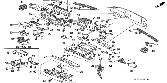 1995 Acura Legend Glove Box Lid Stopper Diagram for 66418-SA5-000