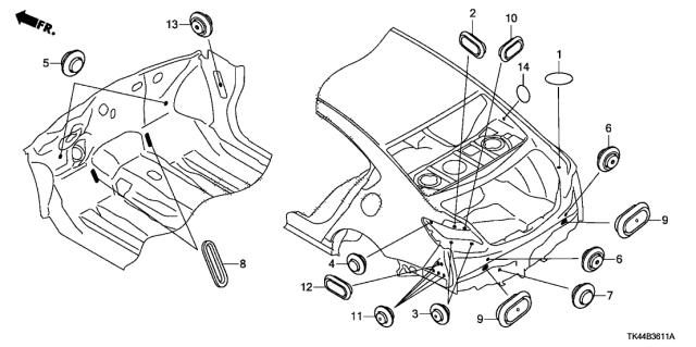 2012 Acura TL 4 Door TECH (SHAWD) KA 6MT Grommet (Rear) Diagram