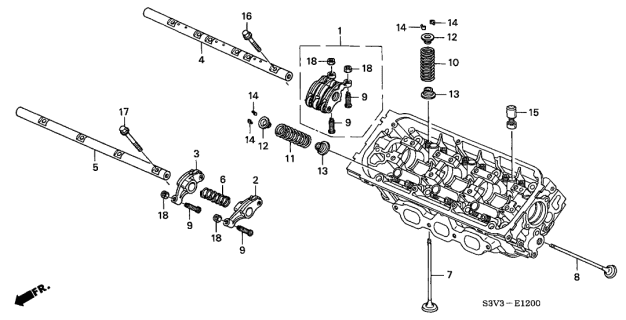 2001 Acura MDX 5 Door STD KA 5AT Valve - Rocker Arm (Front) Diagram