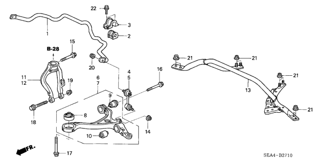 2006 Acura TSX Front Right Stabilizer Link Sway Bar Link Diagram for 51320-SEA-E01