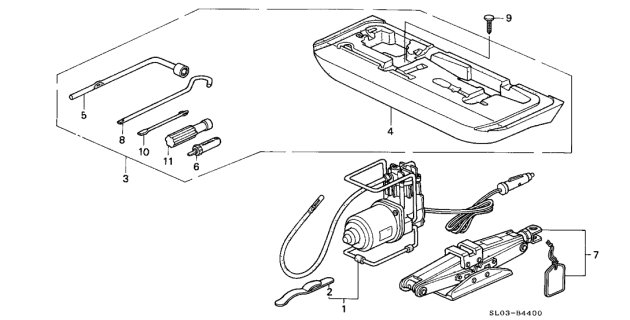 1994 Acura NSX Tool - Jack Diagram