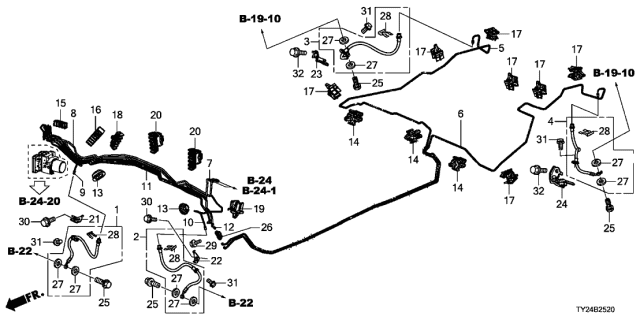 2019 Acura RLX Pipe V, Brake Diagram for 46375-TY2-A00