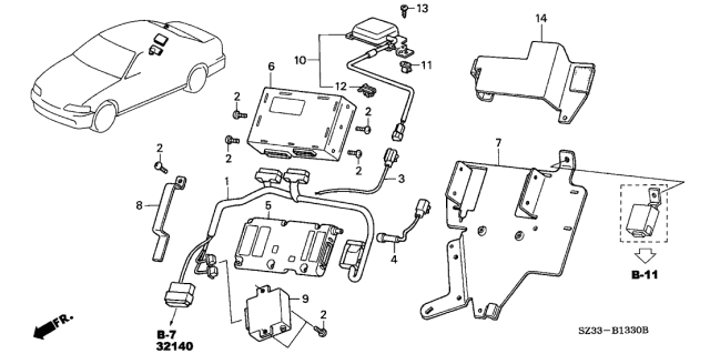2003 Acura RL On-Star Ecu Unit Assembly Diagram for 39531-SZ3-A91