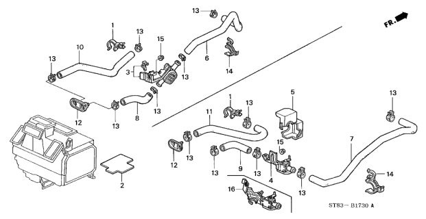 1994 Acura Integra Valve Assembly, Water Diagram for 79710-ST7-A01