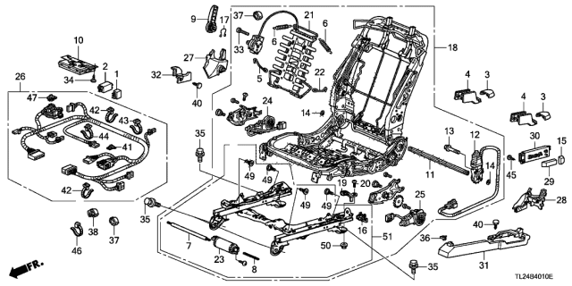 2011 Acura TSX Front Seat Components Diagram 1