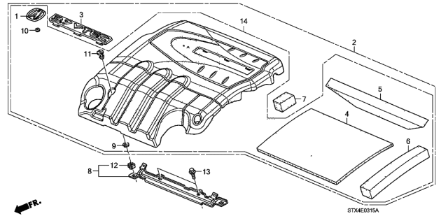 2007 Acura MDX Rubber B, Engine Cover Diagram for 17142-RYE-A00