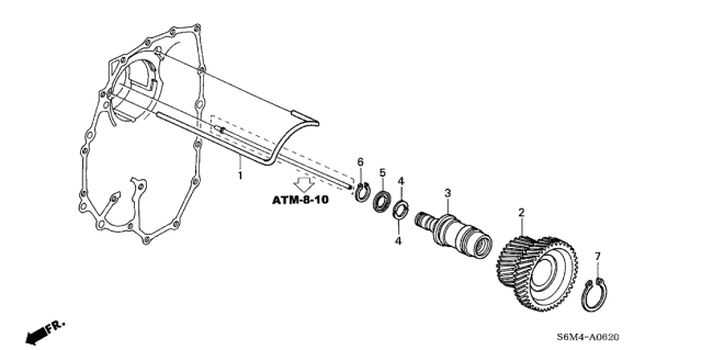 2004 Acura RSX 3 Door BASE KA 5AT AT Idle Shaft Diagram