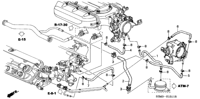 2001 Acura CL Warmer Hose B (Atf) Diagram for 19422-P8E-A00
