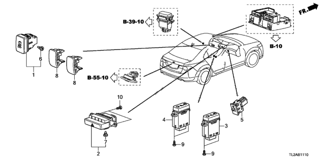 2013 Acura TSX 4 Door TSX V6 KA 5AT Switch Diagram