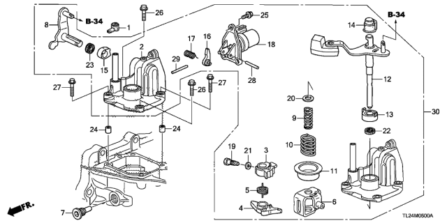 2011 Acura TSX Lever, Select Diagram for 24460-RPW-000