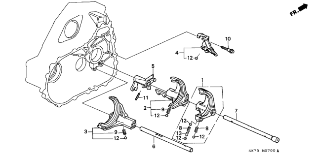 1991 Acura Integra Fork, Gearshift (1-2) Diagram for 24220-PS1-010