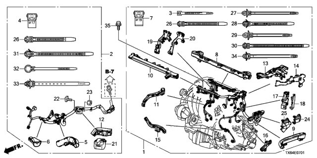 2015 Acura ILX Holder, Engine Harness Diagram for 32125-RL5-A00