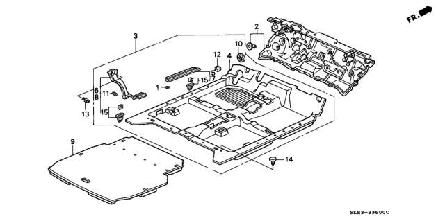 1993 Acura Integra 4 Door GSL (LEATHER) KL 4AT Floor Mat Diagram