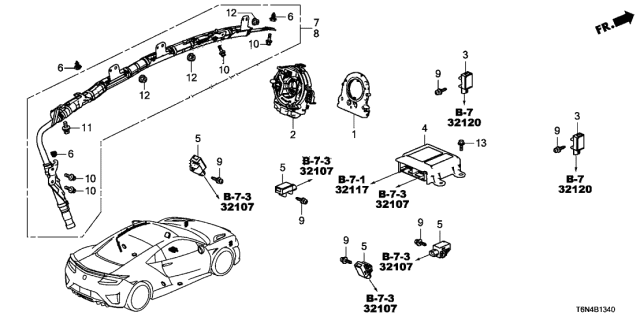 2019 Acura NSX SRS Unit Diagram