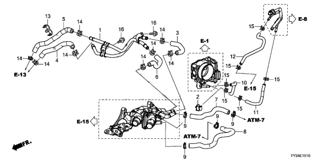 2016 Acura RLX Water Hose (2WD) (6AT) Diagram