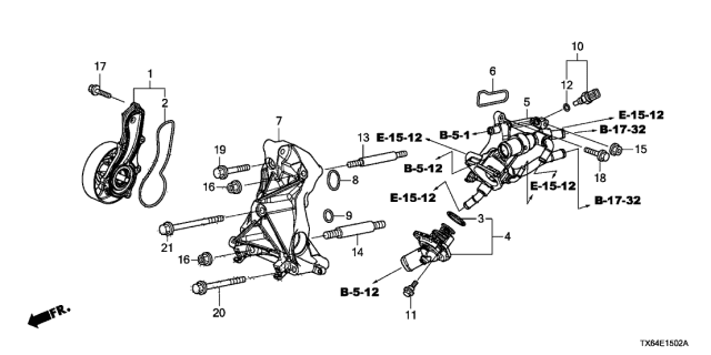 2016 Acura ILX 4 Door TECH (PLUS A-SPEC) KA DCT Water Pump (2.4L) Diagram