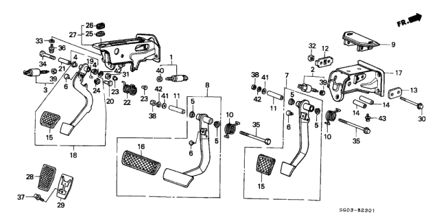1990 Acura Legend Brake & Clutch Pedal Diagram
