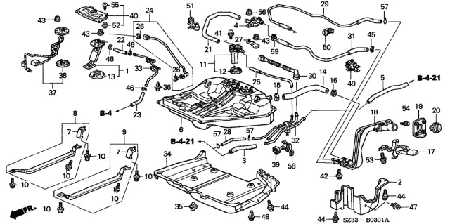 2001 Acura RL Meter Unit, Fuel Diagram for 37800-SZ3-C02