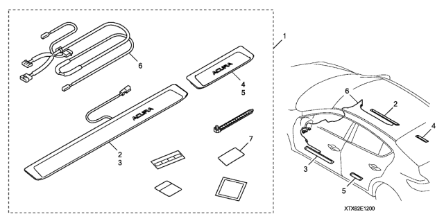 2013 Acura ILX 4 Door 20TECH KA 5AT Door Sill Illumination Diagram