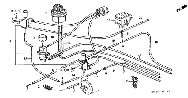 2000 Acura NSX 2 Door NSX-T KA 6MT Control Device Tubing Diagram