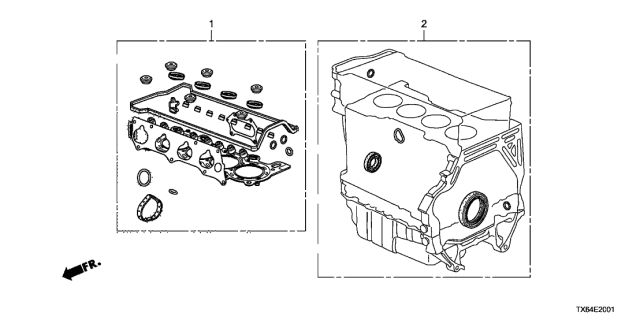 2015 Acura ILX 4 Door 24PREM (2.4) KA 6MT Gasket Kit (2.4L) Diagram