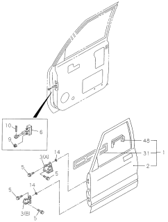 1998 Acura SLX Left Front Door Hinge Diagram for 8-94230-392-4