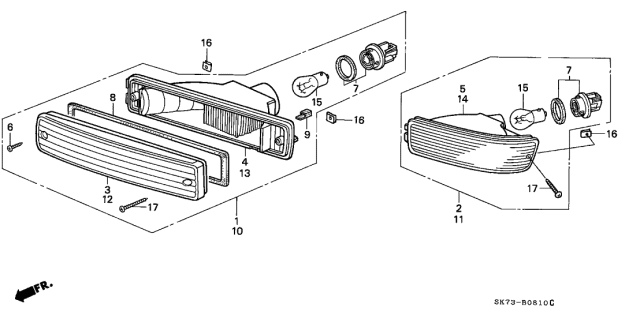 1993 Acura Integra 3 Door GSL (LEATHER) KL 5MT Front Turn Light Diagram