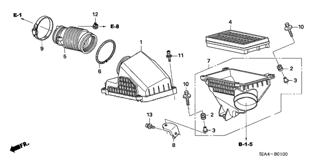 2006 Acura RL Air Cleaner Cover Diagram for 17211-RJA-A00