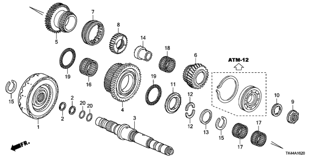 2012 Acura TL 4 Door TECH KA 6AT AT Third Shaft - Clutch (4TH) Diagram