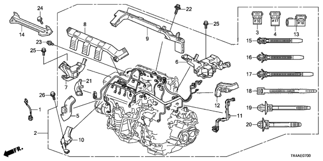 2014 Acura TL 4 Door TECH (3.7) KA 6MT Engine Wire Harness Diagram