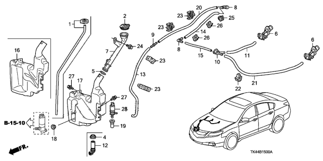 2010 Acura TL 4 Door TECH (AWD) KA 6MT Windshield Washer Diagram