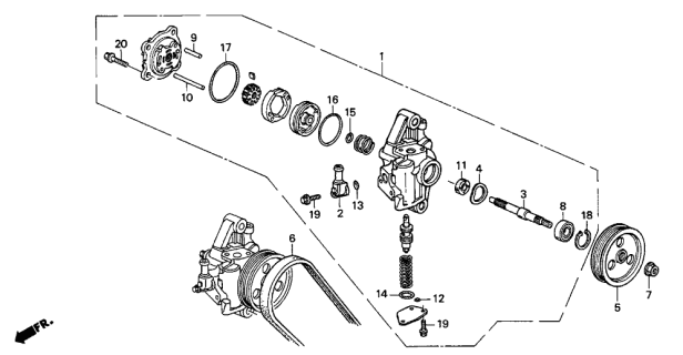 1997 Acura Integra 3 Door LS KA 5MT P.S. Pump Diagram